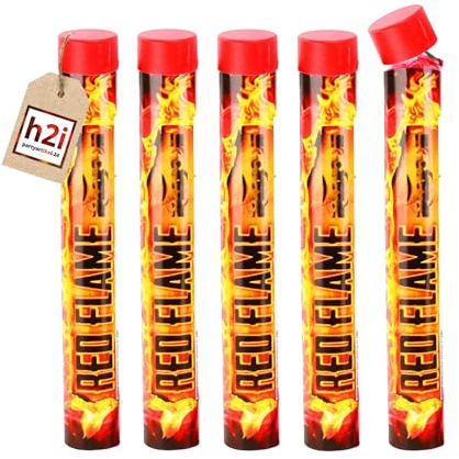 h2i Hand Torches Bengalo Pyro Smoke Volcano Lance Light Fountain Party Fireworks Smoke Colour Red Pack of 5, All- Season Fireworks Cat. F1