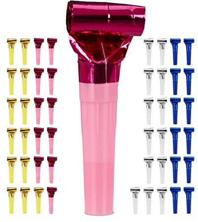 Relaxdays Partytröten 50er Pack, Luftrüssel Kinder, Tröten Kindergeburtstag, Party Pack Krachmacher, Blasrüssel, bunt