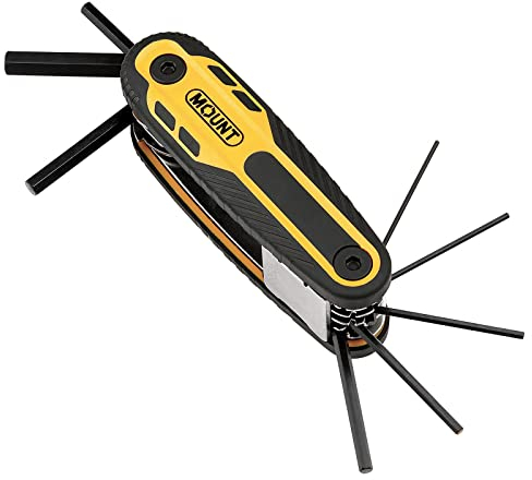MOUNT Juego de 8 llaves hexagonales plegables y de bloqueo, profesional con mecanismo de bloqueo de 3 posiciones, Cr-V, juego de herramientas de controlador portátil, métrico de 1,5 mm a 8 mm