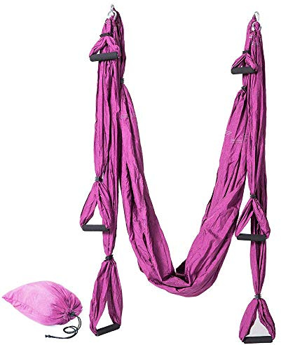 FFitness Altalena yoga | Yoga swing antigravità | Amaca aerea per Asana in materiale super resistentie - NYLON TAFFETTà 210T (VIOLA)