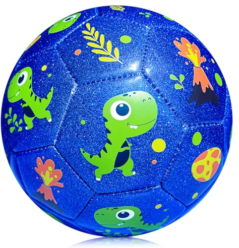 INPODAK Kleinkind-Fußball Größe 2 Kinderfußball Dinosaurier-Fußball Fußballgeschenk für Jungen und Mädchen Kleine Bälle für Garten Außenbereich Hof Rasen 1 2 3 4 5 6 Jahre alt