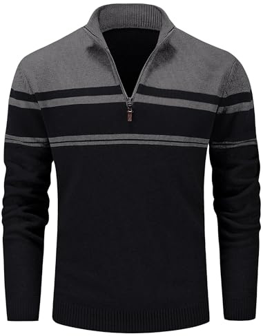 MAGCOMSEN Sweatshirts for Men Mens Casual Sweater Turtleneck Shirts Mens Sweater Half Zip Up Fall Winter Sweaters Basic Thermal Sweater Turtleneck Long Sleeve Dark Grey Black