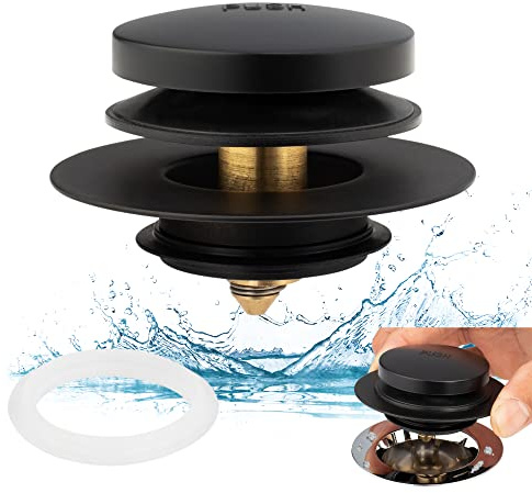 Artiwell Universal Tip Toe Bath Drain Stopper and Cover, Bathtub Drain Stopper, Replaces Lift and Turn, Tip-Toe and Trip Lever drains for Tub, EZ Installation and Clearing (MATT Black)