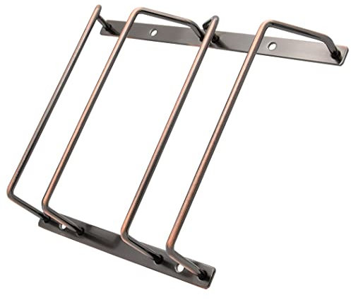 ZOOHOT Portabicchieri da vino da 18 cm – sotto l'armadio Stemware porta bicchieri da vino appendiabiti in metallo per bar cucina, finitura rame (2 file, 1 confezione)