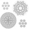 Platzmatten Mandala 8er Set | 4 Pastellfarben Schwarz Weiß rund | Tischset Tischauflage Tellerunterlage (1 x 8er Set Tischset Mandala rund s/w)