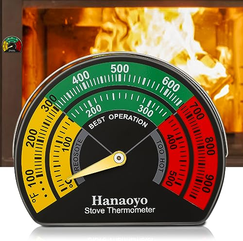 Hanaoyo Thermomètre magnétique pour poêle à bois, poêle à bois, poêle à gaz, poêle à granulés
