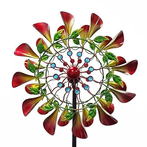 SJASD Molinillo de Viento para el jardín de Metal, Molino de Viento Doble, 200cm/210cm Molinillo de Viento Grande de Metal para Exteriores,Esculturas de Viento,Rotación de 360​​°