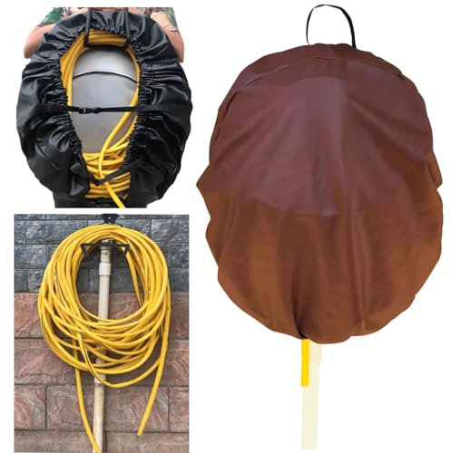 Housse pour enrouleur de tuyau d'arrosage mural en simili-cuir, imperméable, anti-poussière et résistante au soleil pour tuyau d'arrosage, 1,2/1,5/2 pieds ajustés (Marron,2FT)