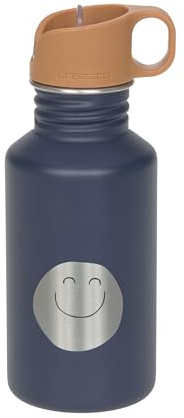 Lässig biberón botella de acero inoxidable sin BPA 500ml niños guardería jardín de infancia a prueba de fugas con tapa deportiva para beber/Bottle Stainless Steel Little Gang Smile navy