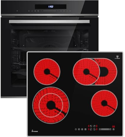 Set de réchaud autonome : four encastrable 60 cm EB8019EDP + plaque de cuisson 59 cm CH5901AL | pyrolyse | fonction pizza | grill | convection | air chaud | tiroirs télescopiques | minuterie