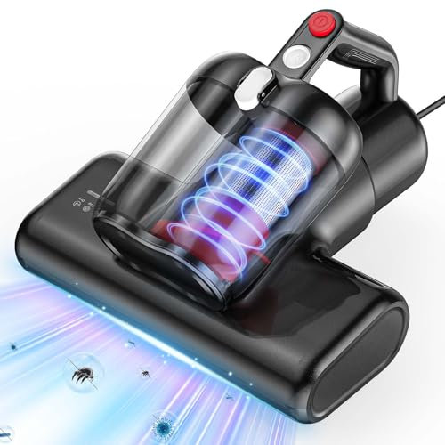 YUFAC Milbensauger für matratzen, 16Kpa Matratzenreiniger Bettstaubsauger mit UV-Licht HEPA-Filter Heißluftfunktion Staubmilben-Sensor Ultraschall, 600W Handstaubsauger für Bed Sofa (Schwarz)