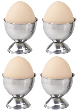 Egg Cups, 4 Pcs Funny Egg Cups, Exquisite Novelty Egg Cups, for Raw Or Hard and Soft Boiled Egg Storage Small Wine Glass Shape for Soft Boiled Eggs Egg Cup Set (Silvery)