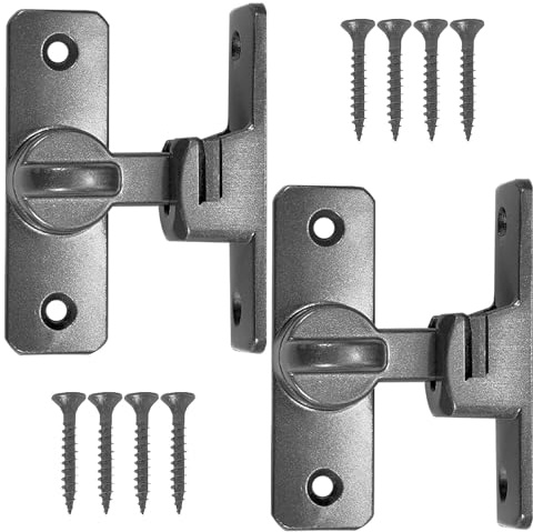 Jiavlyx 2 Paires Porte Verrou, Fermeture Porte Coulissante,Verrou Porte Coulissante, Serrure De Fermeture Porte Interieure,90/180 Degrés Serrure De Porte,pour Porte Fenêtre,Placard Et Jardin (gris)