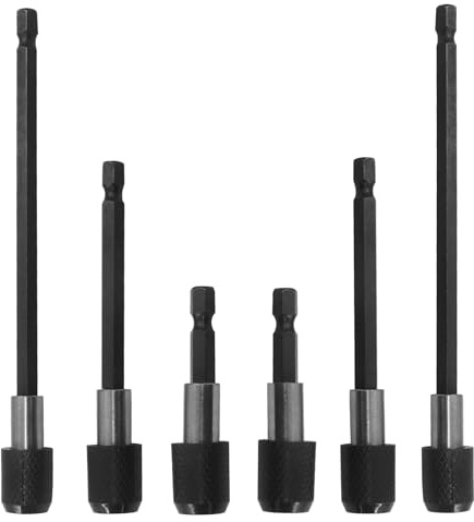OSVJE 6PCS Hex Shank Drill Bits Adapter, 1/4 Inch Black Hex Shank Quick Release Bit Holder with Aluminum Sleeve, Magnetic Impact Driver and Drill Bit Extension, 2,4,6 Length