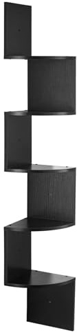 JF HOME BLISS Corner Shelf 5 Tiers Floating Shelves Wall Mount Corner Shelves Wall Organizer for Bedrooms Kitchen Offices and Living Rooms (Black)