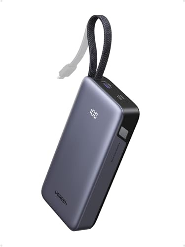 UGREEN Nexode 55W Power Bank 20000mAh CCC Batería Externa Carga Rápida Cable USB C Integrado PD 45W Cargador Portátil PC LED Compatible con Xiaomi Note 15 14 13 Poco M8 M7 iPhone 17 16 Galaxy S26 S25