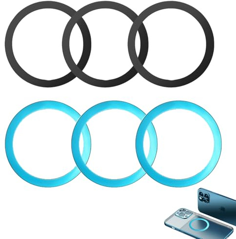 Anello magnetico 6 pezzi per smartphone e custodie, anello metallico ultra sottile 0,3 mm con adesivo 3M ad alta tenuta, compatibile con accessori magnetici e supporti aut