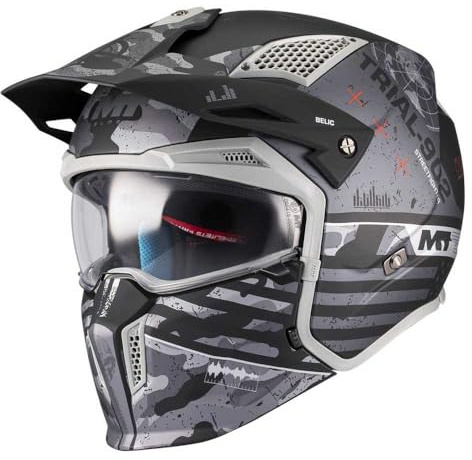 MT Helmets Streetfighter SV S – Casco Moto Integral Abierto con Visor Solar Retráctil, Estilo Streetfighter, Interior Lavable y Calota HIRP | Homologado ECE 22.06 & DOT