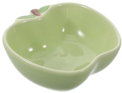 FIXOSHEE Cuenco Cerámico para Alimentación de Pequeñas Mascotas Resistente Diseño Manzana Verde para Hámsters Chinchillas Hurones Ratas y Cobayas Plato para Comida y Agua de Animales