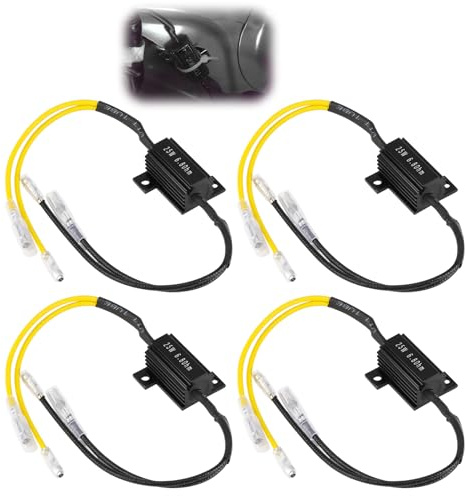 Elixvane 4Pcs 12V 25W Motorcycle Resistors, 6.8Ω LED Turn Motorbike Indicators Resistor Universal Signal Load Light Decoder Flash Fix Error Accessories for Off Road, Bike, Scooter, Quad Cruiser