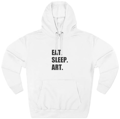 3dRose Eat Sleep Art - devoted artist. arty student. passionate hobby painter Three-Panel Fleece Hoodie White/XS