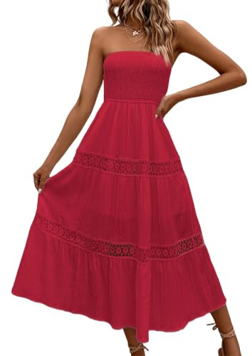 Vestido de playa de encaje para mujer, sin tirantes, vestido de línea bandeau