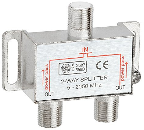 Cmple - 2 Way F-Type Splitter 2050MHz F Female to Female Coaxial Cable Distributor 2.05GHz Two Way Coax Antenna Сombiner Splitter for RG6, RG59, TV, Satellite, Modem