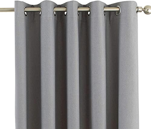 Riva Home Eclipse Blackout Eyelet Curtains, Polyester, Silver, 66 x 72 (168 x 183 cm)