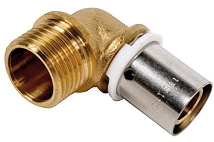 Dipra 735144 Raccord PER à Sertir Coude, Mâle M15/21, diamètre 16 mm Or