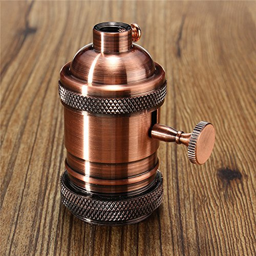 MASUNN E26/E27 Retro Vintage Edison Lampadina Industriale Portalampada con Interruttore-Bronzo Rosso