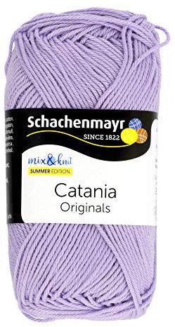 Schachenmayr 9801210-00422 Catania Strickgarn aus Baumwolle, Cotton, Lavendel, 11,5 x 5,2 x 6 cm, 125 Meter