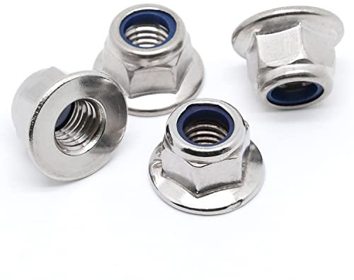 MewuDecor M8-1.25 Flange Nylon Insert Lock Nuts Flanged Locknuts, DIN 6926, Stainless Steel 18-8 (304), Bright Finish, 20 PCS