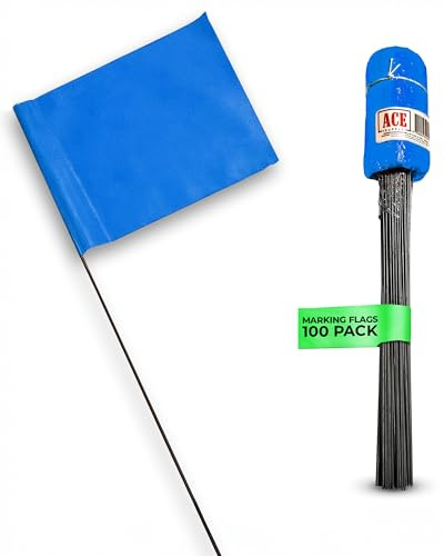 Blue Marking Flags 100 Pack - 4x5x15 Inch Blue Yard Flags - Markers For Lawn, Irrigation, Landscaping, Survey & Sprinkler Head Marking