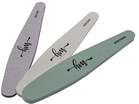 HM NAILS - Lima de uñas de ALTA DURACION para uso profesional KIT PULIDO + DEFINICION + BRILLO- PACK 3 uds - Lima para uñas, uso profesional