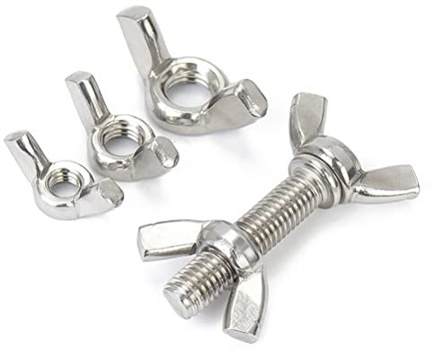 BOUACOUA Vis à Oreilles M6x25mm Vis Papillon Filetée en Acier Inoxydable Kit de Vis à Papillon avec Ecrous à Oreilles (5 pcs)