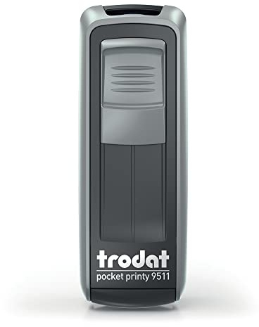 Trodat -Pocket Printy 9511 – Anpassa fickstämpel med önskad text, designa här online Boettens färg silver – Adresstämpel – med önskad text – 38 x 14 mm, 4 rader –