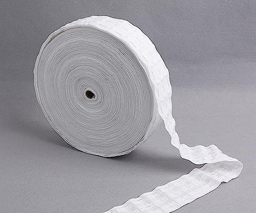 Chexin Gardinenband Kräuselband, 75 mm Breit und 10 M Lang Vorhangband Polyester Reihband Vorhang, Weiß