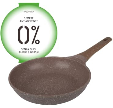 KASANOVA, padella antiaderente 0% grassi, padella induzione e tutti i piani cottura, con manico antiscivolo, rivestimento antiaderente, padella per frittata, 26 cm (24 Cm)