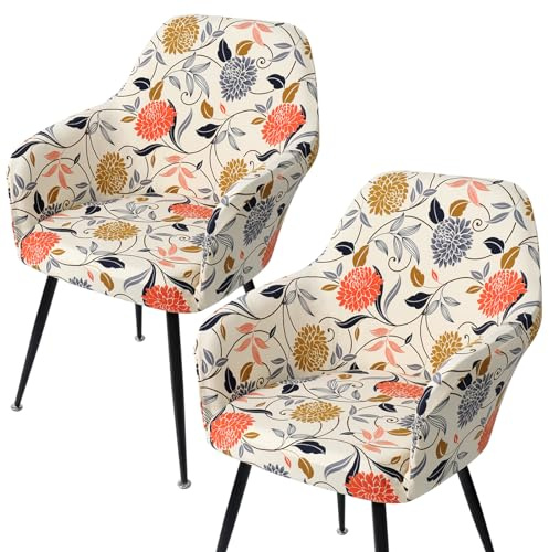 MEIVINES Fundas Sillas de Comedor 2Pcs Funda Sillon Orejero con Reposabrazos Funda Silla Oficina Protector de Silla Desmontable y Lavable para Sillas Cocina