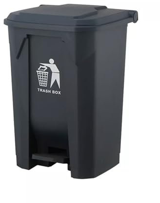 DUAS Recycling Pedal Bin Waste Trash Can for Kitchen & Home Office - Durable Plastic Rubbish Dustbin in 30L, 50L, 80L Sizes - Multiple Colors Available (Black, 50 Litres)