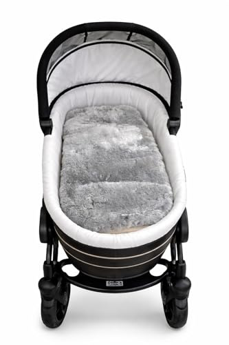 Naturasan – Forro de piel de cordero Merino para cochecito, cochecito y capazo – Forro universal de piel de cordero con ranuras para cinturón, transpirable y regulador de temperatura, aprox. 73 x 35
