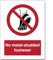 Red Circle Prohibited Act Metal Sign For Office Work Site School 15cm x 20cm - No metal-studded footwear