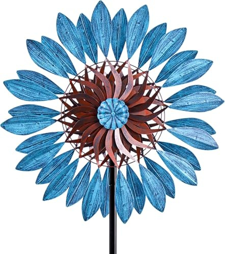 Windspinners, molinillo de viento de metal para jardín, molino de viento de metal, escultura de viento con encanto, carillón de viento para exterior, decoración de jardín para terraza, 57 x 208 cm