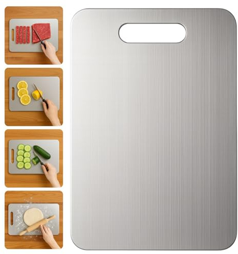 Titanium Cutting Board, 100% Pure Titanium Cutting Boards for Kitchen – Non Stick, Food-Grade, Hygiene & Durability Chopping Mat, Double Sided Chopping Board, Dishwasher Safe (13 x 9 Inch)