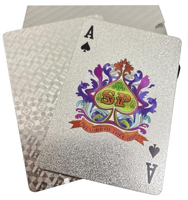 YIMINGOUFEI 54 Cartes à Jouer Argentées Holographiques en Pet