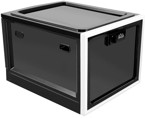 Fyeme 15 l Låsbar låda 29 x 23,6 x 19,3 cm medicin förvaringslåda med kombinationslås bärbar stapelbar låda låsbar för hem kontor skola för medicin snacks dokument (svart)