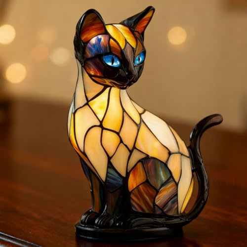 Genérico Luz nocturna de animales, lámpara de escritorio de gato, estatua de animales, luces LED, estatua de Halloween, decoración del hogar, apartamento, oficina, guardería, sala de estar (D)
