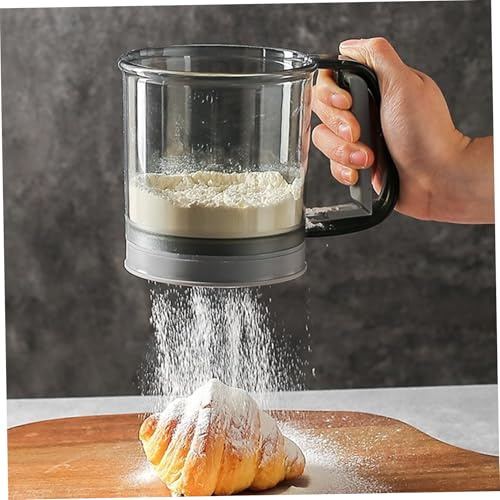 Ferricult Flour Sifter, Semi-Automatic Flour Duster Shaker with Double Layer Fine Mesh, Stainless Steel Baking Sifter Handheld for Sugar and Spices, Día de Pascua