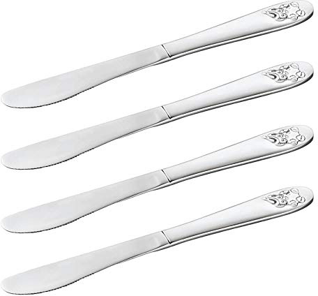 Viva Haushaltswaren 4 Enfants Couteau/Couteau pour Les Enfants en Acier chromé Motif Couverts pour Enfant Ours, chromé/Argent de 38499#