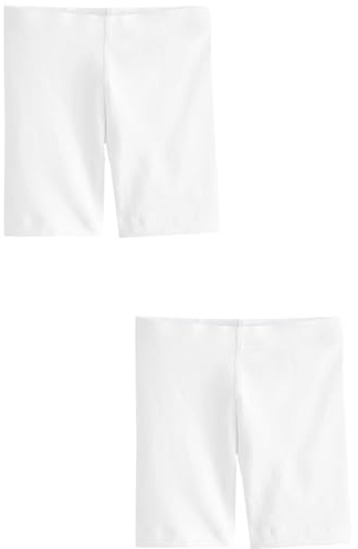 NEXT Niñas Pack de 2 Pantalones Cortos elásticos de Ciclismo de Largo estándar con Alto Contenido de algodón Blanco 16 Años